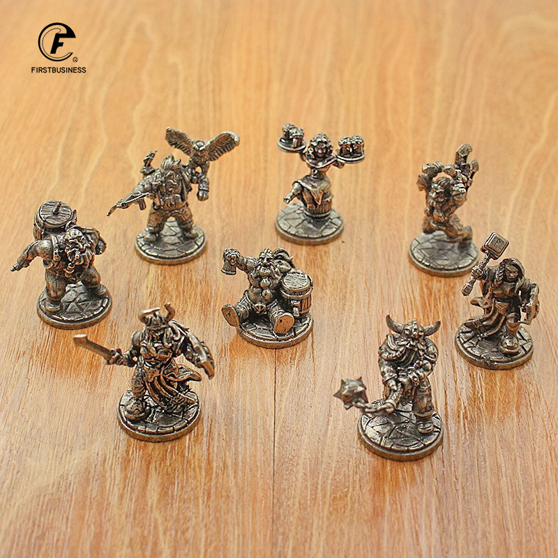 Board Game Design - Vintage White Brass Miniature Dwarf Warrior