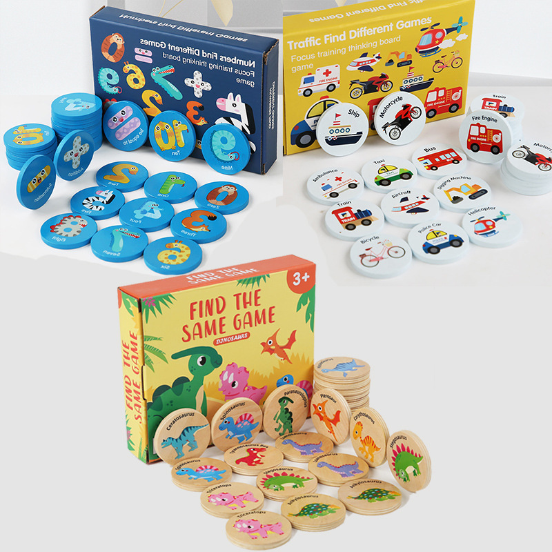 Board Game Word - Kids Educational Wooden Memory Game Dinosaur