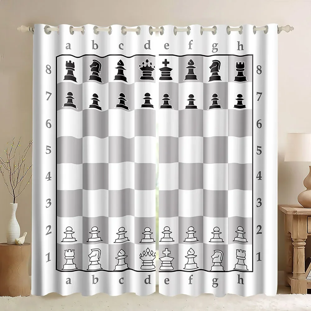 Board Game Cafe - Chessboard Window Curtains International Chess Games,Chess