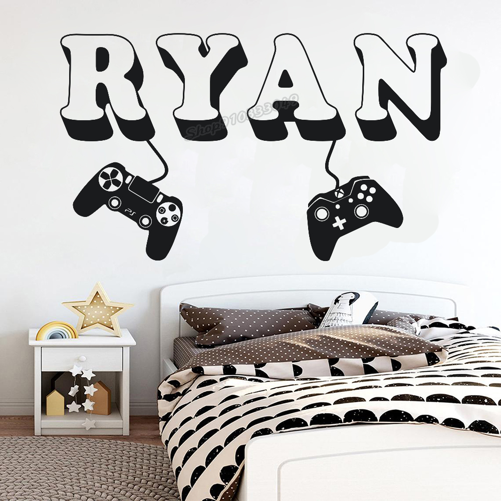 Board Game Video Games - Gamer wall Sticker Custom Name Controller