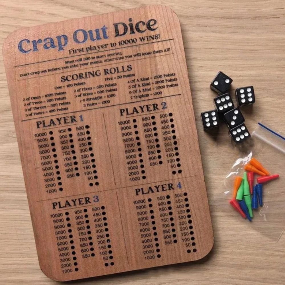 Wooden Crap Out Dice Score Boa - Board Game Ranking ulasan dan harga