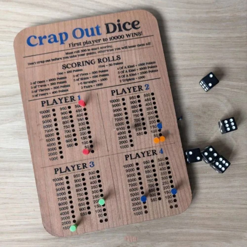 Wooden Crap Out Dice Score Boa - Board Game Ranking ulasan dan harga