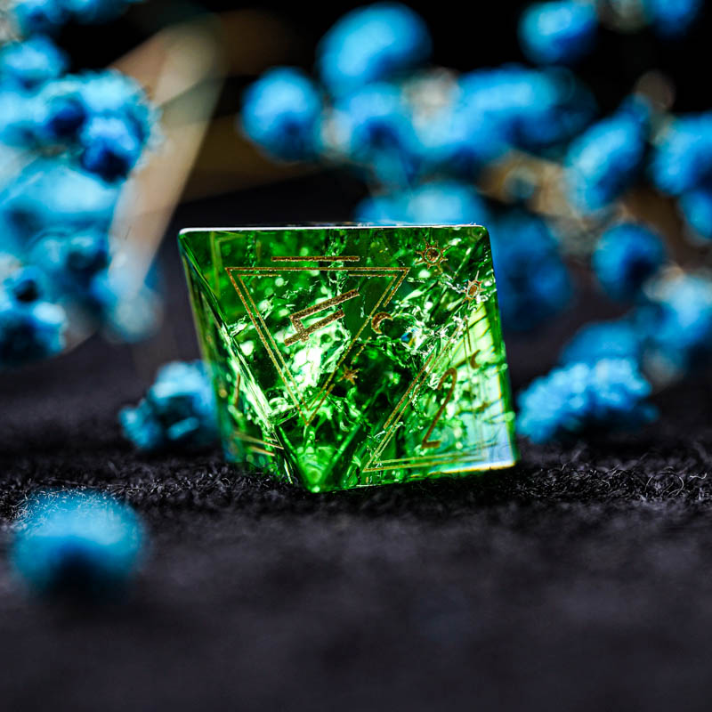 Green Glass D&D Dice Set Handm - Board Game Logo ulasan dan harga