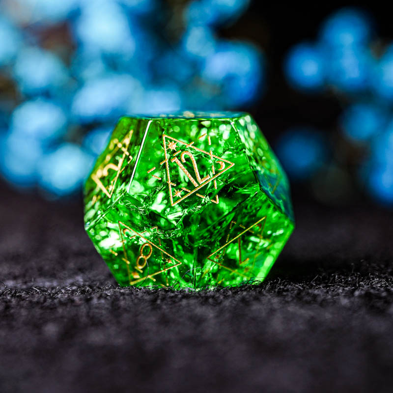 Green Glass D&D Dice Set Handm - Board Game Logo ulasan dan harga