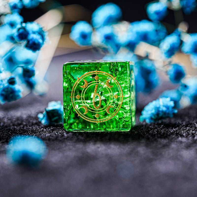 Green Glass D&D Dice Set Handm - Board Game Logo ulasan dan harga