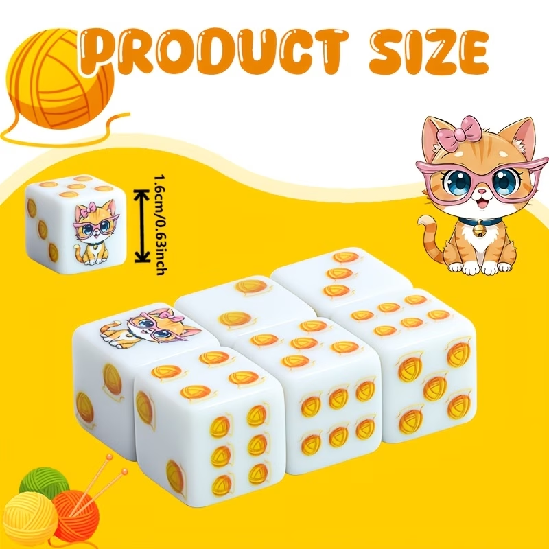 6Pcs Cat Paw Print Polyhedral  - Board Game Live ulasan dan harga