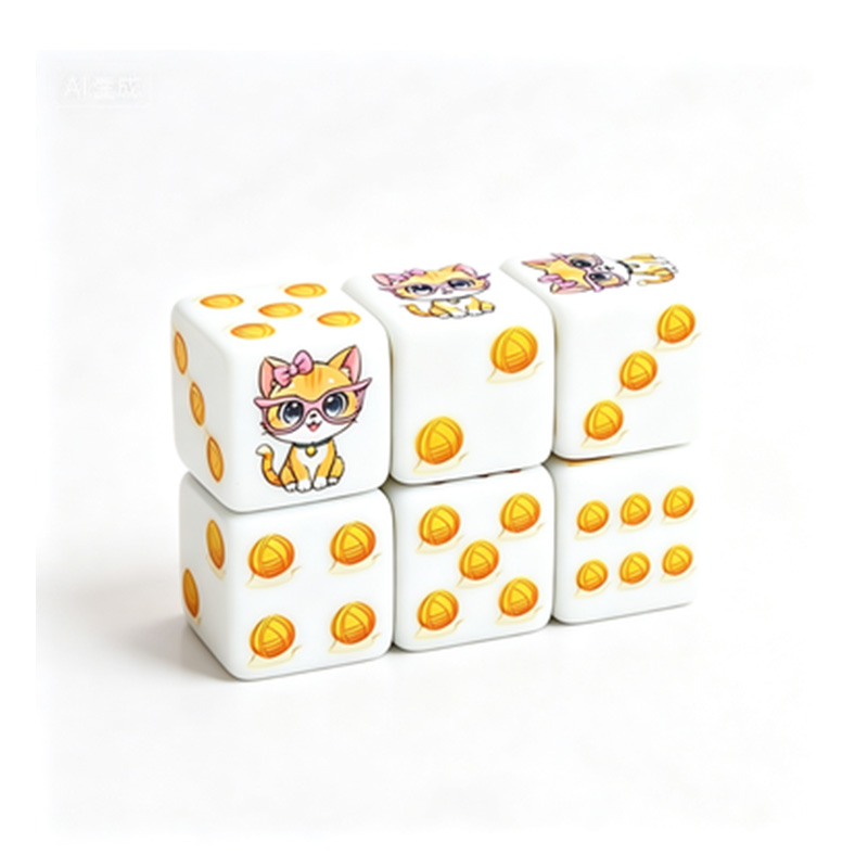 6Pcs Cat Paw Print Polyhedral  - Board Game Live ulasan dan harga