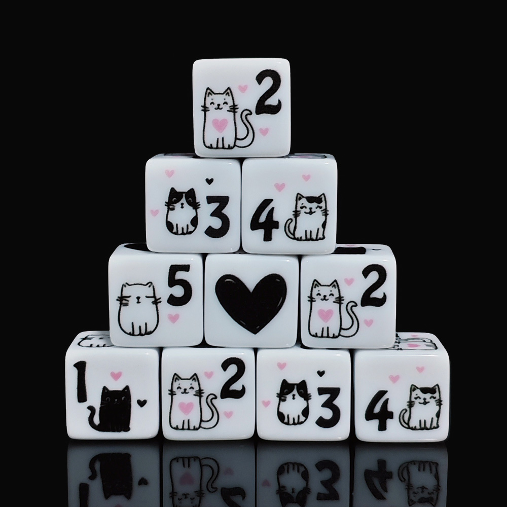 12Pcs/Set 16mm Cute Cat Dice,  - Board Game Design ulasan dan harga