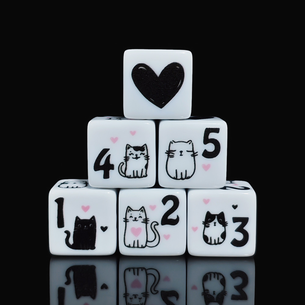 12Pcs/Set 16mm Cute Cat Dice,  - Board Game Design ulasan dan harga