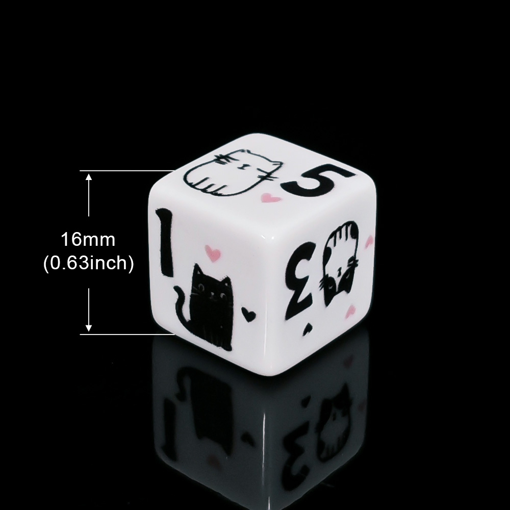 12Pcs/Set 16mm Cute Cat Dice,  - Board Game Design ulasan dan harga