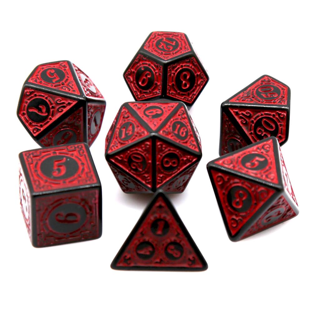 7Pcs Black Red Acrylic Polyhed - Board Game Live ulasan dan harga